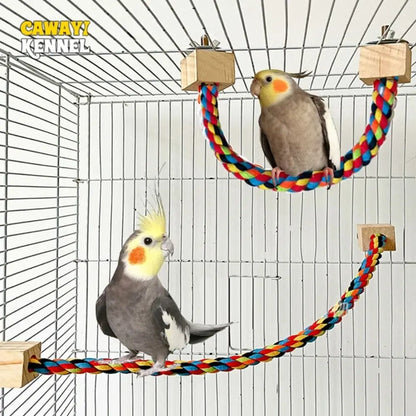 Pet Bird Bite Toys Parrot Color Cotton Rope Toys Elastic Parrot Climbing Toys