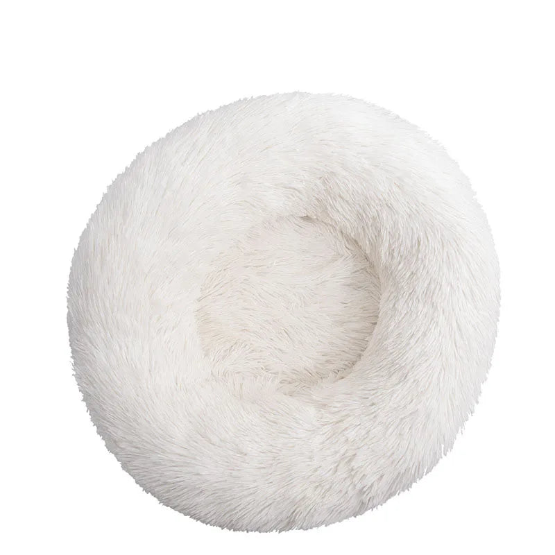 Round Plush Dog Bed Kennel Cat Cushion Washable Soft Small Medium Big Pet