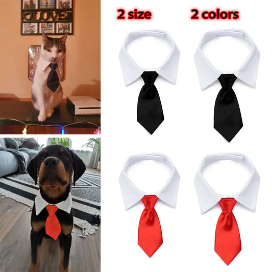 Pet Dog Formal Necktie Tuxedo Bow Tie Black and Red Collar