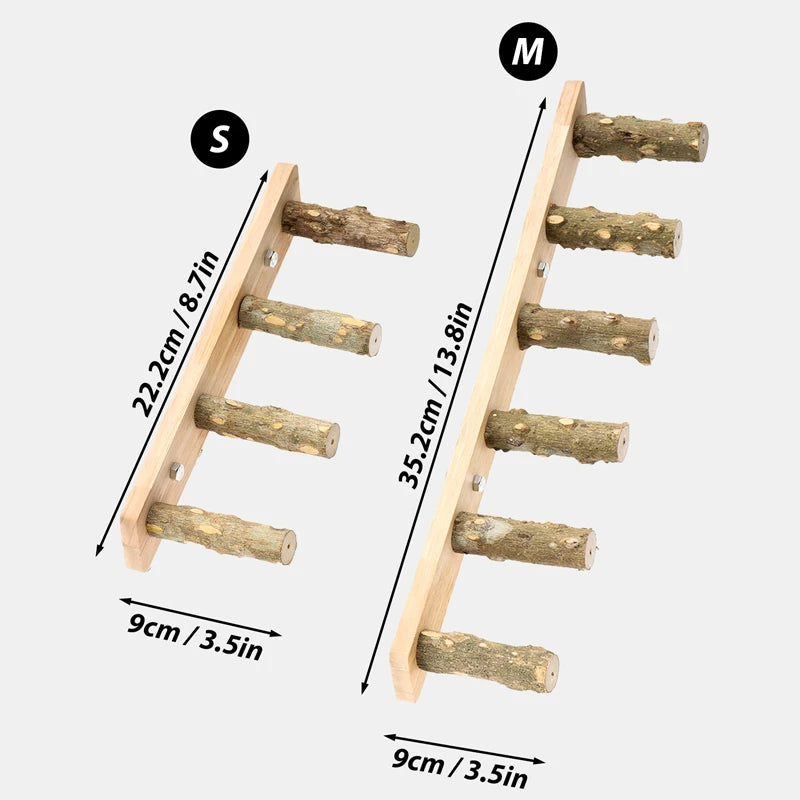 4/6 Steps Wood Ladder Pet Interactive Bird Parrot Toy