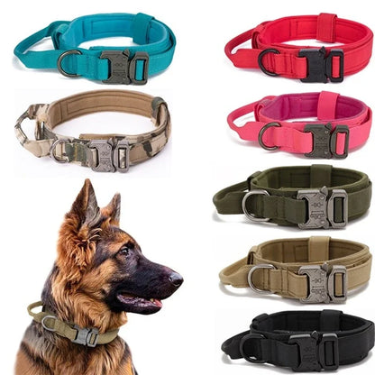 Dog Collar Leash Set Adjustable Military Pet Collar Leash Medium