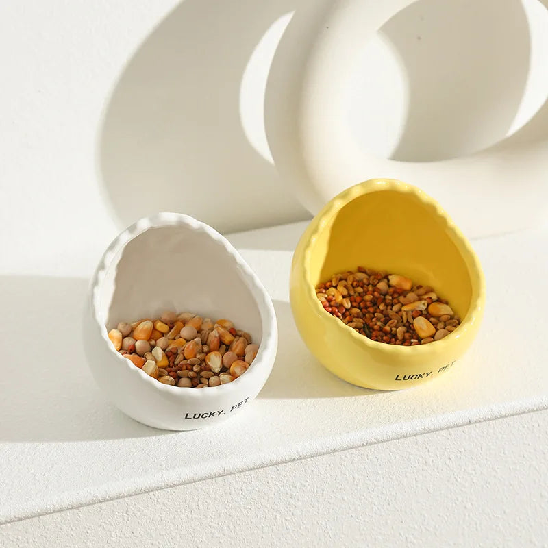 Ceramic Feeder for Birds Egg Shell Bowl Parrot Bowl Bird Feeder