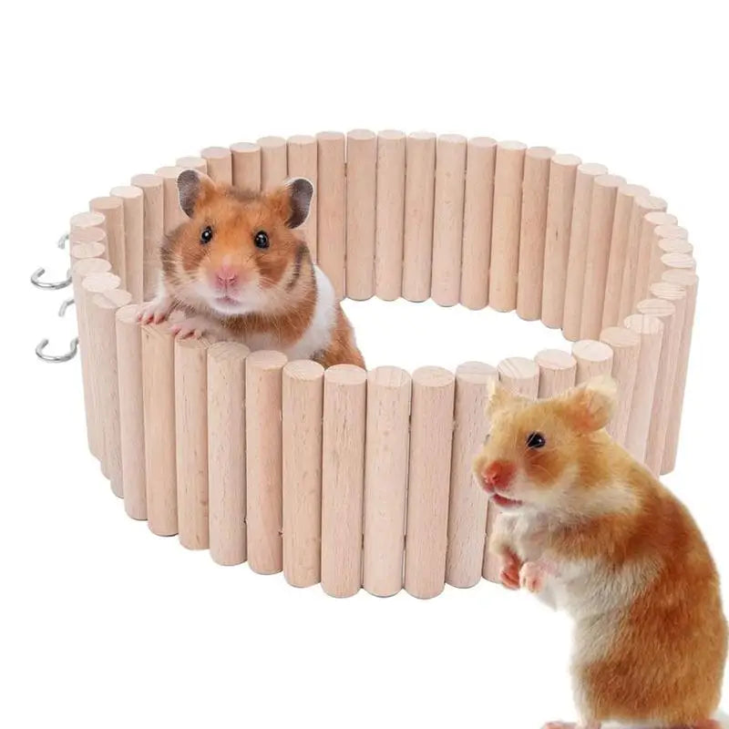 Nature Wood 2in1 Cage Ladder Fence Bundle Chew Toy Climbing Ladder Bridge For Hamster