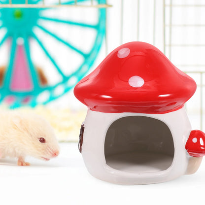 Ceramic Hamster Hut Nest Pets Hideout House Cooling Mushrooms Decorative Summer For Chinchilla