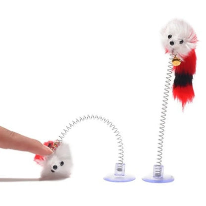 Cartoon Pet Cat Toy Stick Feather Rod Mouse Toy with Mini Bell Cat Catcher Teaser Interactive Cat Toy