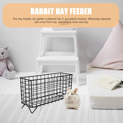 Rabbit Hay Feeder Iron Frame Hay Holder Pet Hay Feeder Rack Small Animal Basket Hay Food Feeding Manger Bunny Guinea