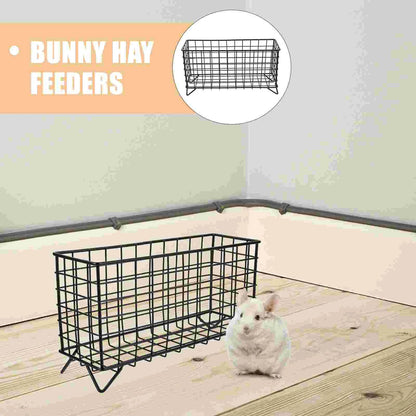 Rabbit Hay Feeder Iron Frame Hay Holder Pet Hay Feeder Rack Small Animal Basket Hay Food Feeding Manger Bunny Guinea