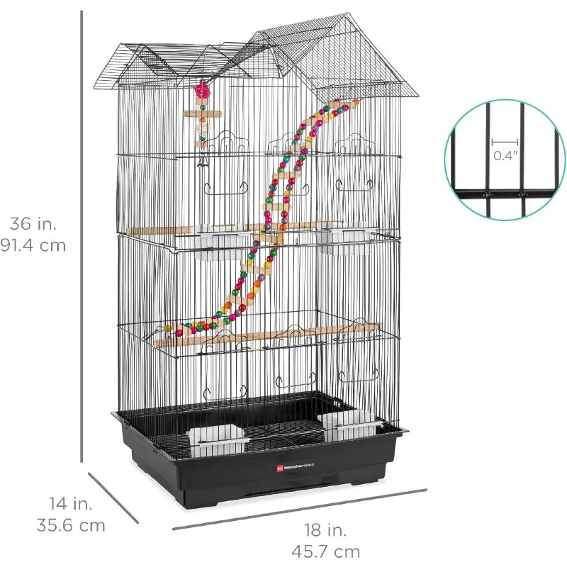 36in Indoor/Outdoor Iron Bird Cage for Medium Small Birds