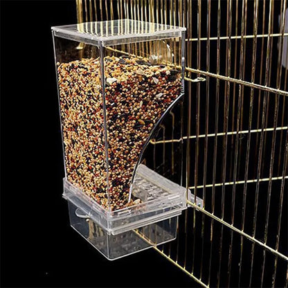 Bird Feeders Automatic Parrot Feeder Drinker Acrylic Seed Food Container Cage Accessories For Small And Medium Parakeets