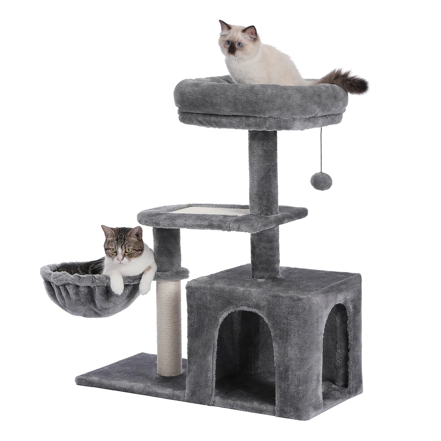 Cat Tree House Condo with Large Top Perch and Natural Sisal Scratching Posts