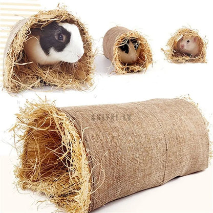 Hamster Hideaway tunnel Toy with Grass Tunnel Hamster Accessories for Guineapig Chinchilla