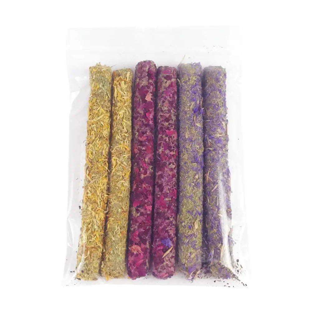 Rabbit Chew Sticks Mixed Natural Flower Chew Toys Treats For Rabbit Bunny Chinchilla Guinea Pig Hamster Molar Snack J8V8