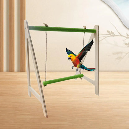 Bird Parrot Hammock Perch Rest and Play Parrot Play Stand Wooden Parrot Chewing Toy