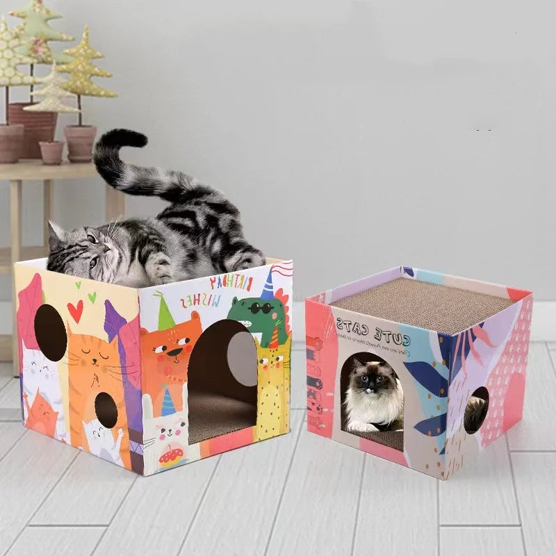 Cat Bed House Double Layer Cat Scratch Board Pet Cat House And Condo Corrugated Paper Board Cat Scratching Pad