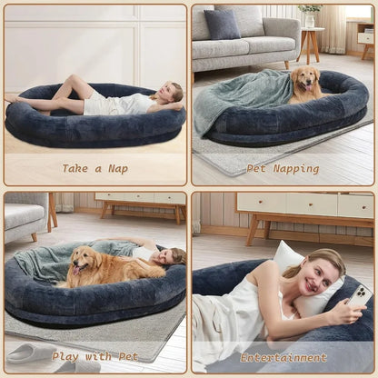 Washable Faux Fur Animal Products Removable Memory Foam Giant Bean Bag Bed Pet Bed