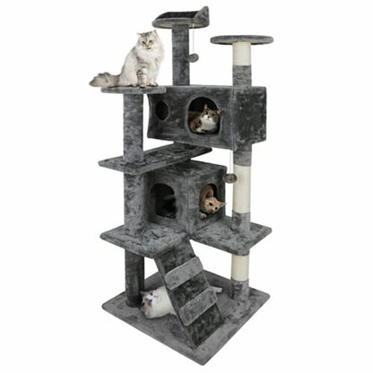 Cat Tree Tower 55" STURDY Activity Center Large Playing House Condo