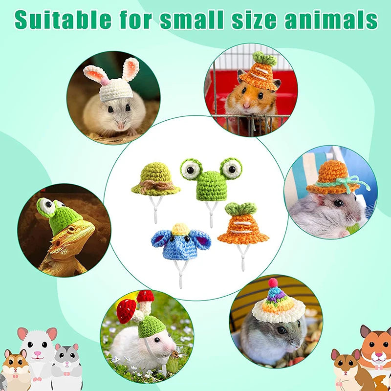 Hamster Hat Guinea Pigs Accessories Small Animals Decor Hand Knitted Pet Hats Lizard Bird Rabbit Party Clothes Costume Pet Caps