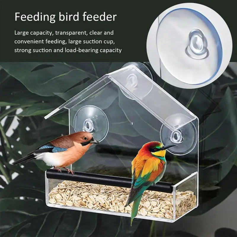 Tray Bird House Pet Feeder Suction Cup Installation House Type Feeder