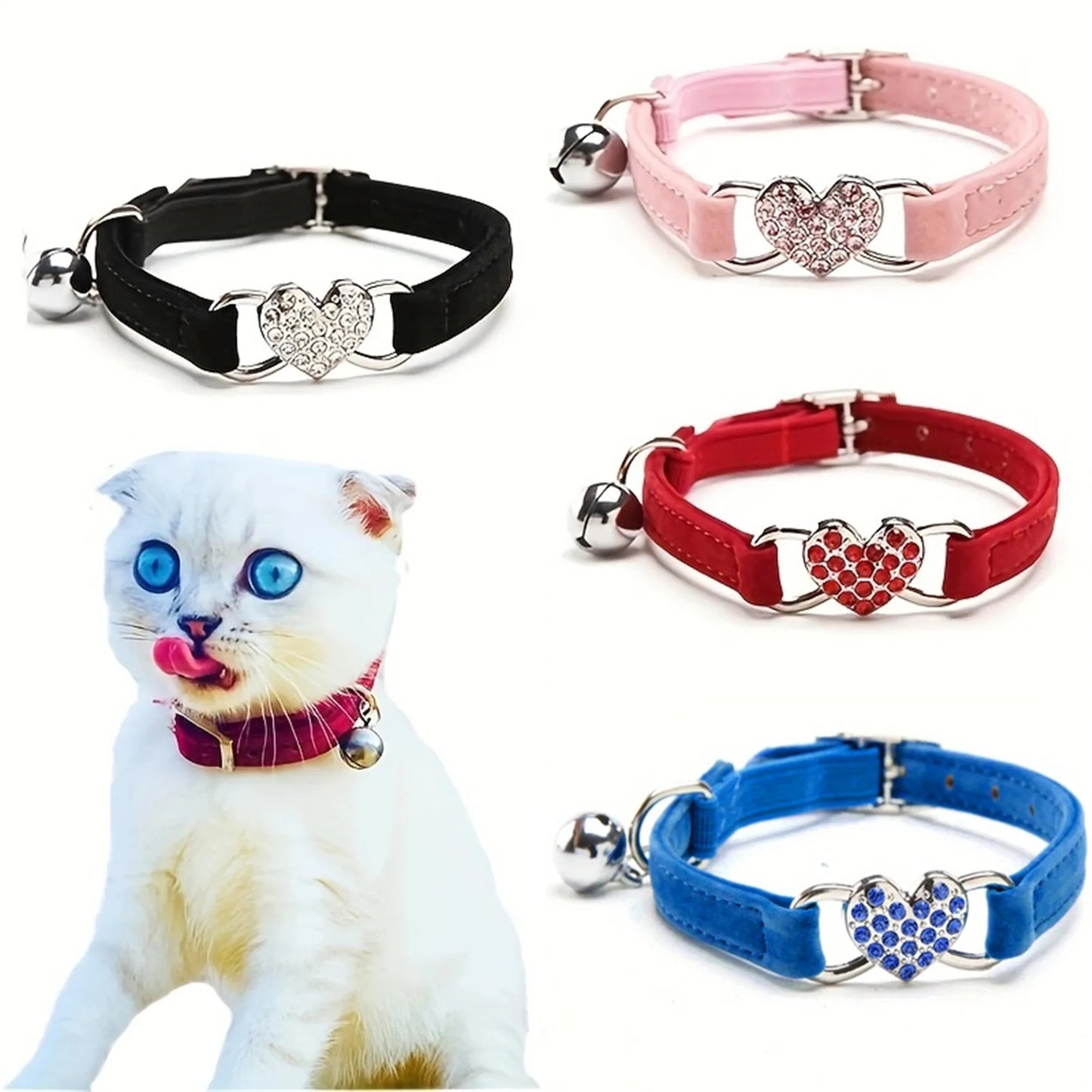 Pet Collar With Bell Lovehearts Colorful Dog Puppy Cat Accessories Kitten Collar Adjustable Safety Bell Ring Necklace Pet