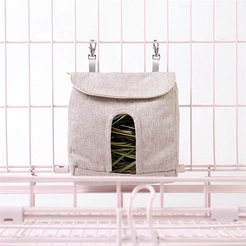 Hanging Pouch Feeder Hay Bag Holder Feeding Dispenser Container For Rabbit