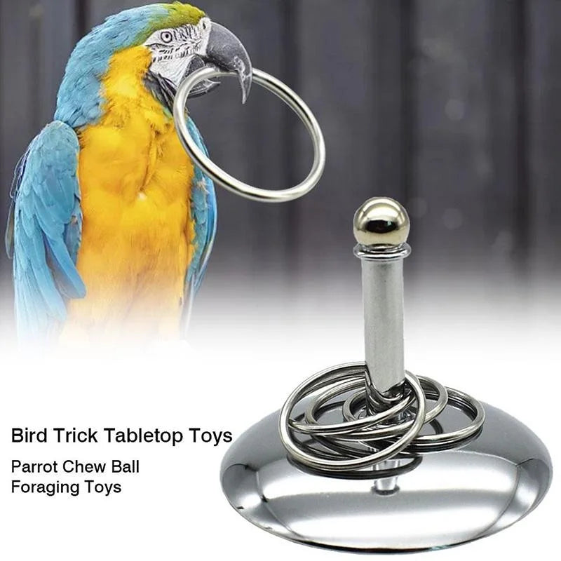 Bird Parrots Interactive Training Toys Intelligence Development Stacking Metal Ring Training Sets