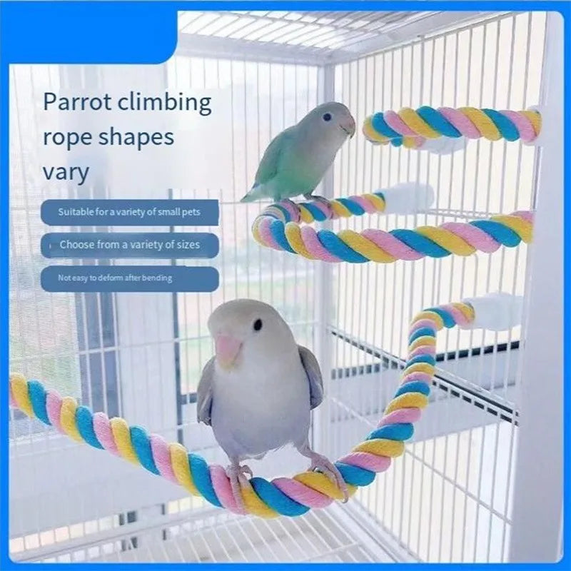 Parrot Bird Standing Toys Cotton Rope Colorful Toy Chew Perches For Bird Swing Harness Cage Pet Toy Parrot Climbing Toys