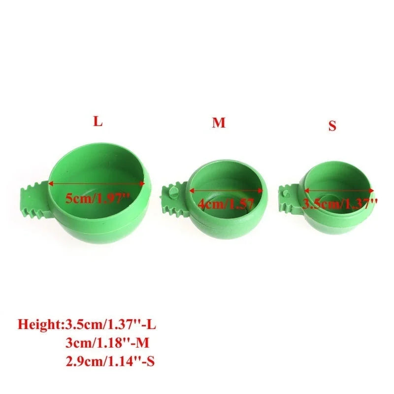 3Pcs/Set Green Plastic Parrot Mini Food Water Bowl