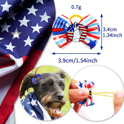 50pcs Pet Dog Hair Bows for Independence Day Small Dog