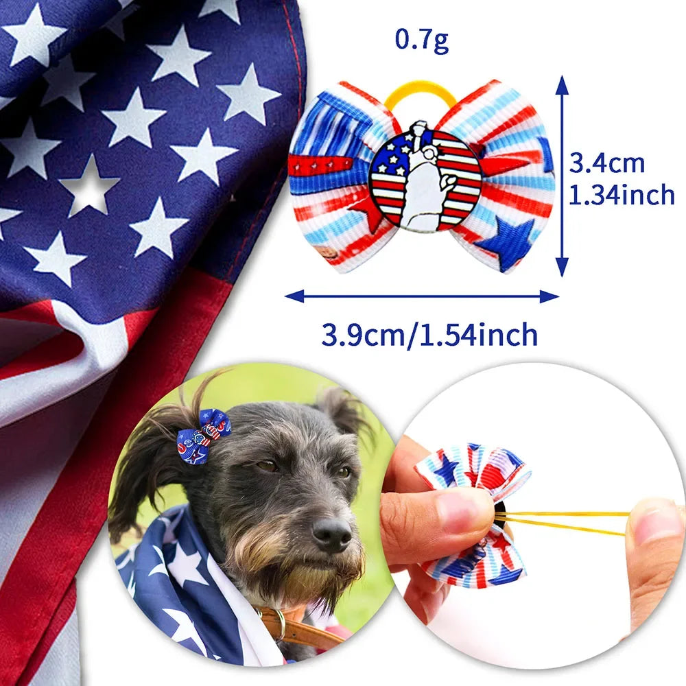 50pcs  Pet Dog Hair Bows Accessories for Independence Day