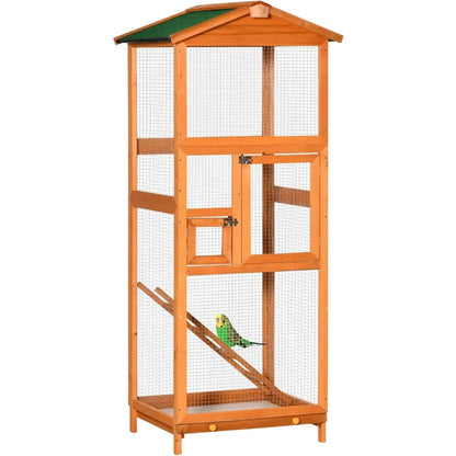 65" Wooden Bird Cage Outdoor Aviary House for Parrot