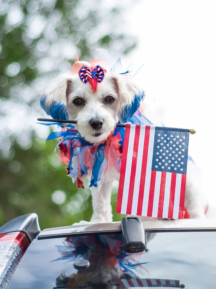 50pcs Pet Dog Hair Bows for Independence Day Small Dog