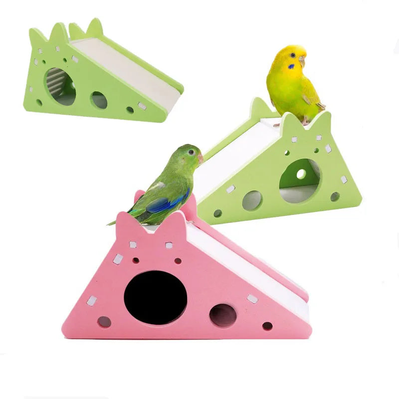 Bird Slide Toy Hamster Hideout House Parrot Cage Accessories