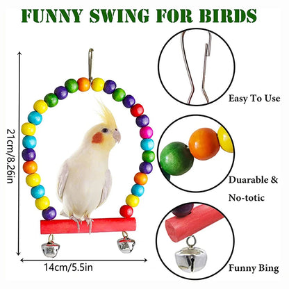 7pcs Pack Wood Parrot Toys Bird Cage Toy