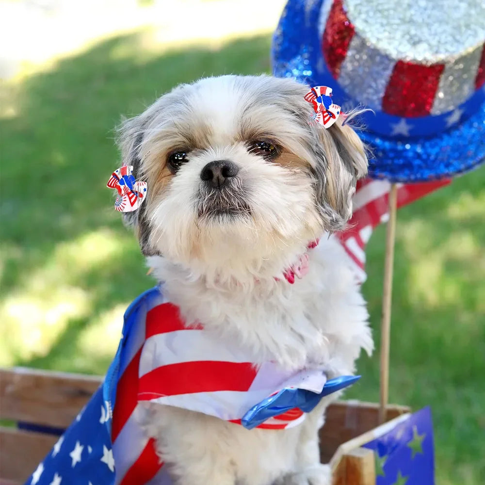 50pcs  Pet Dog Hair Bows Accessories for Independence Day