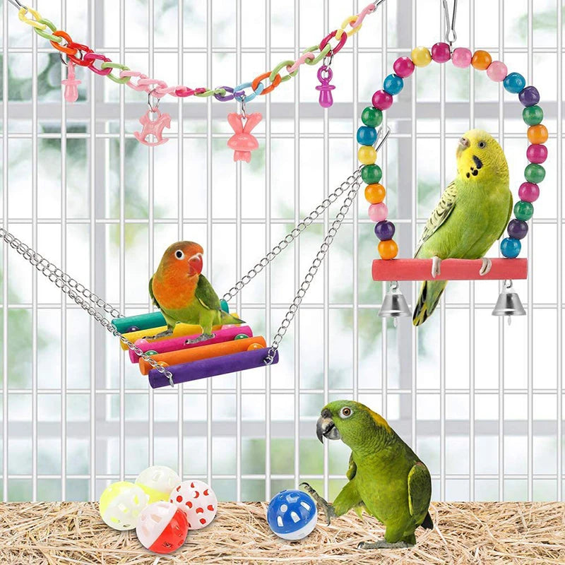 Bird Toys for Parrots Wood Birds Swing Reliable