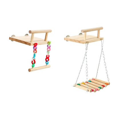 Wooden Parrot Perch Toy Platform Parrot Playstand Play