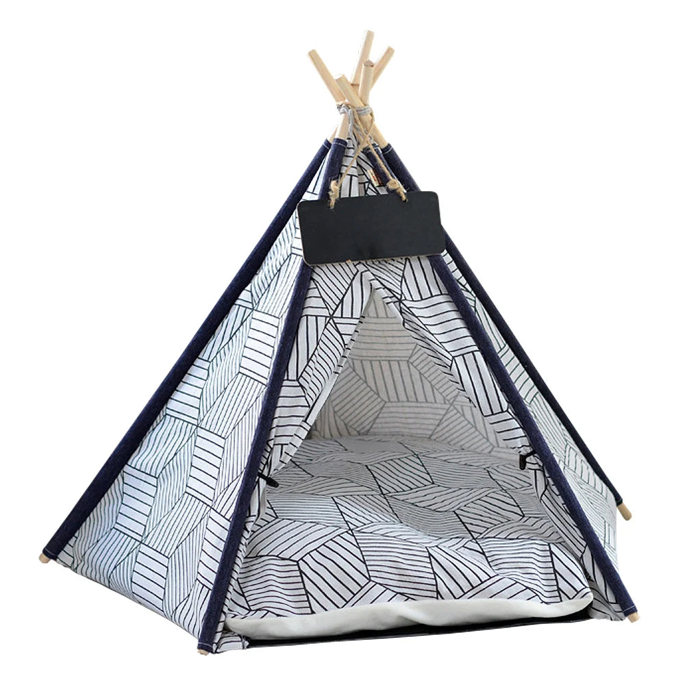 Washable Teepee Puppy And Cat Indoor Outdoor Kennels Cave with Cushion and Blackboard