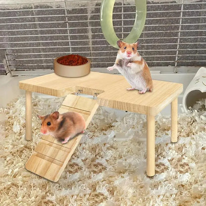 Wooden Ladder Platform for Hamsters and Small Pets