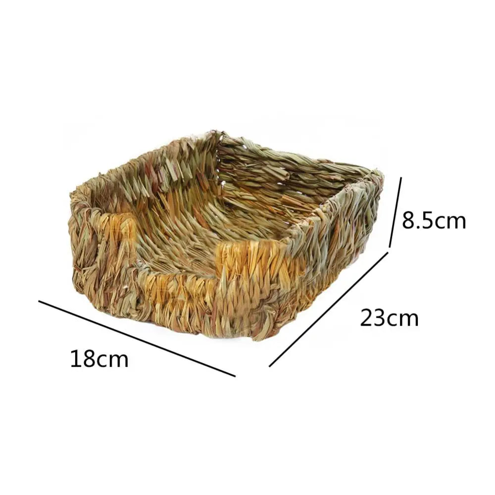 HOT SALES!!! Woven Grass Small Pet Rabbit Guinea Pig Cage Nest House Chew Toy Bed