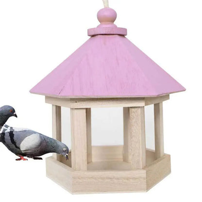 Wooden House Bird Feeder