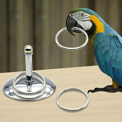 Bird Parrots Interactive Training Toys Intelligence Development Stacking Metal Ring Training Sets