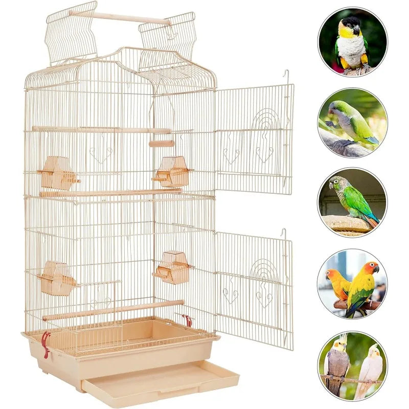 Medium Bird Cage - Ideal for Parakeets, Finches & Cockatiels