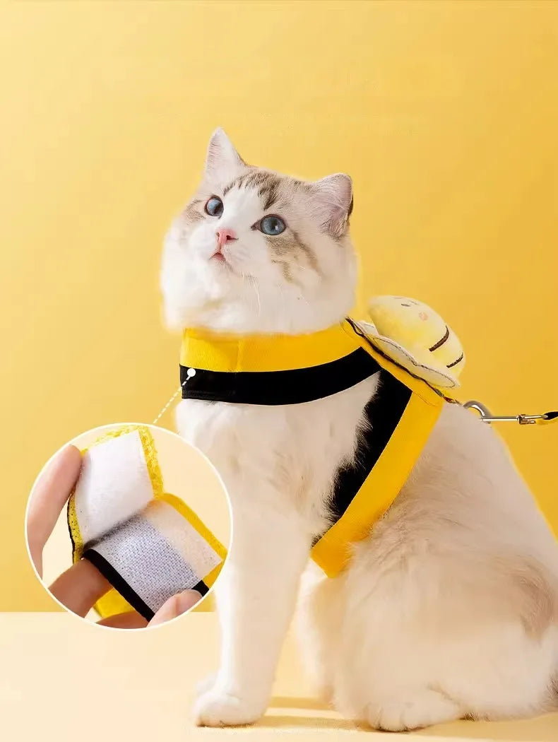 Escape Proof Breathable Adjustable Cat Harness Cute Outdoor Walker Vest with Wings Security