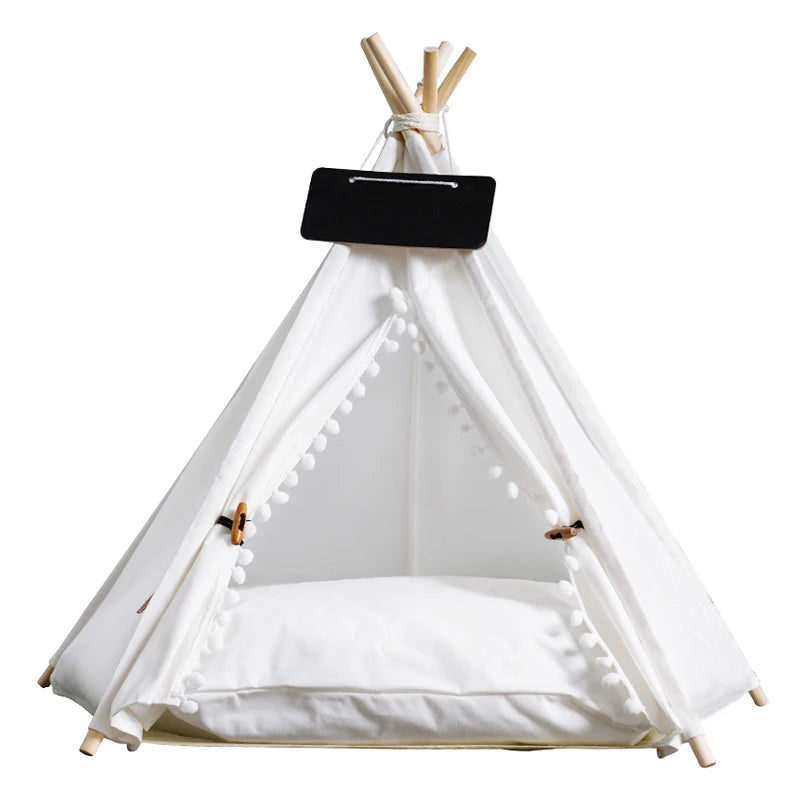 Washable Teepee Puppy And Cat Indoor Outdoor Kennels Cave with Cushion and Blackboard