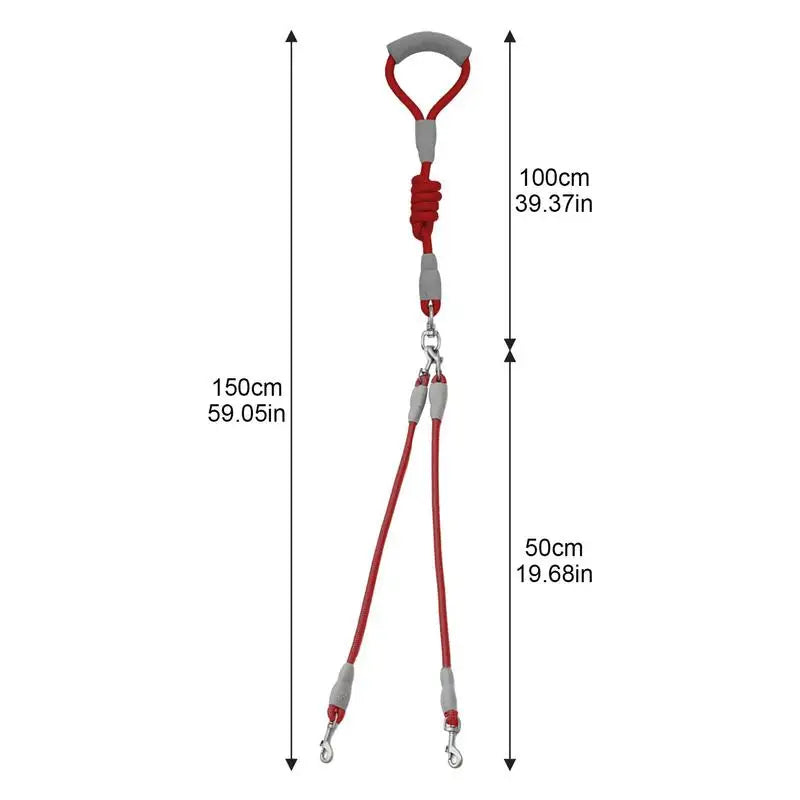 Double-Headed 360 Degree Rotatable Dog Walking Rope Leash