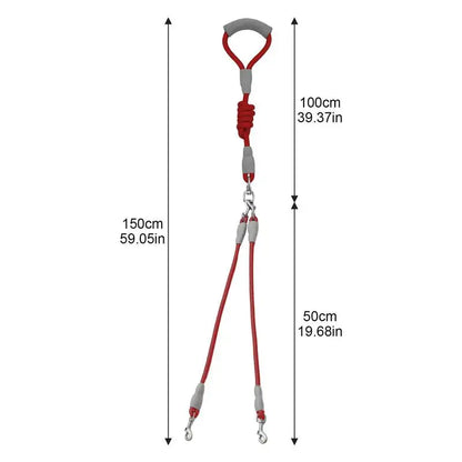 Double-Headed 360 Degree Rotatable Dog Walking Rope Leash