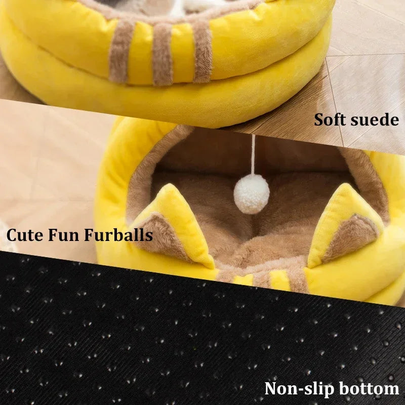 Cat Bed Deep Sleep Mat Basket - Cozy Cave for Small to Large Pets