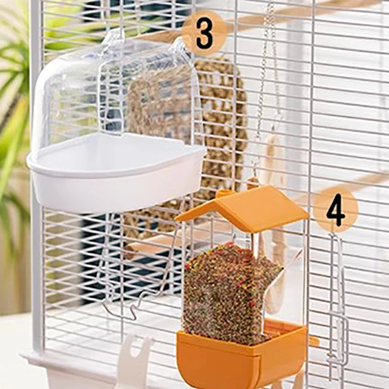 Metal Restraint Bird Cage Glass Plastic Luxury Indoor Bird Cage