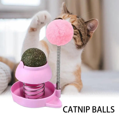 Rotatable Wall Mountable Edible Catnip Ball for Cats, Promotes Teeth Cleaning