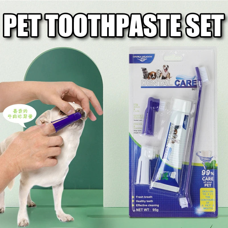 Pet Healthy Edible Toothpaste with Toothbrush Pet Care Accessories